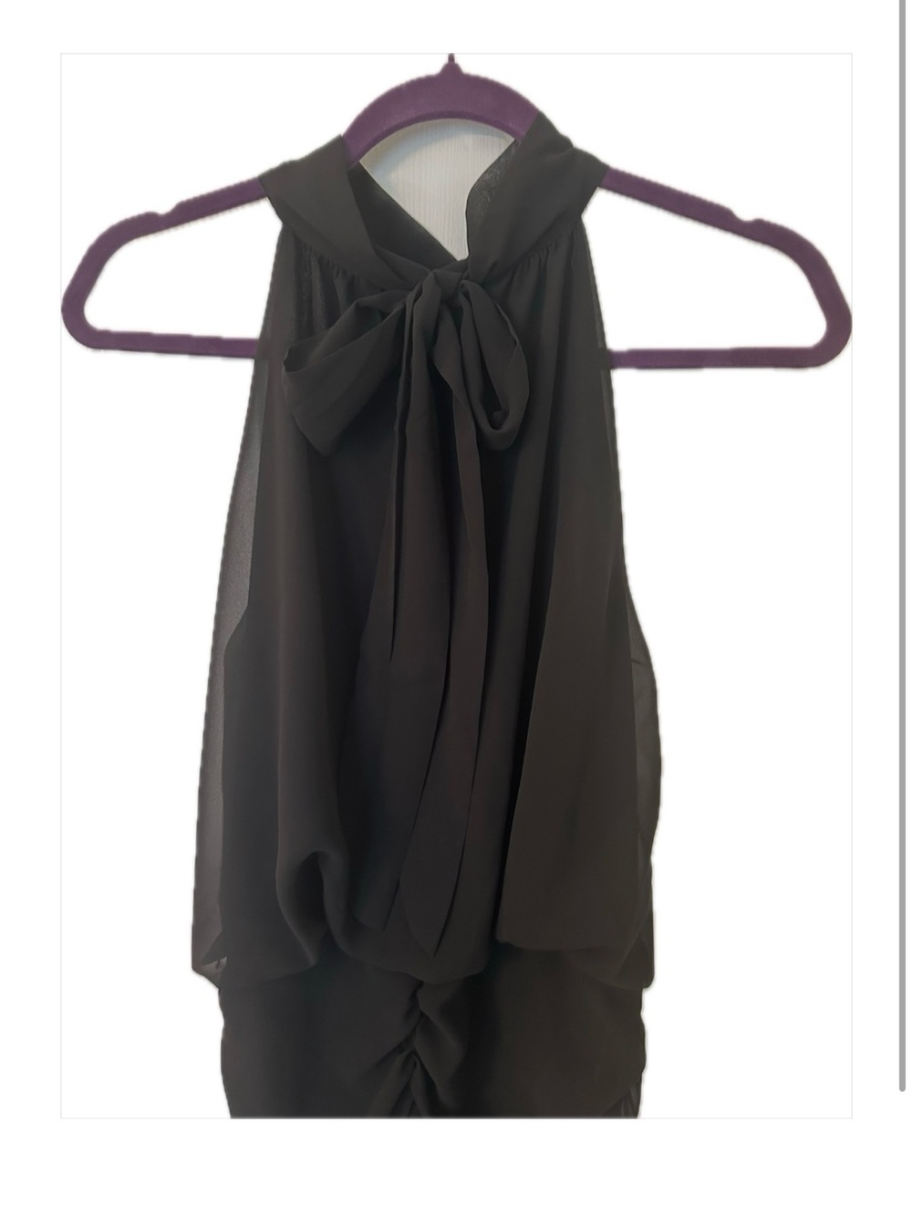 SHEIN Black Tie-Neck Sleeveless Blouse